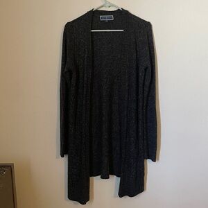 Karen Scott Dark Gray Knit open-front Cardig